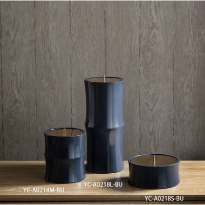 2019 Unique Ceramic with Metal Lip Bamboo Storage Jar For Home Decoration